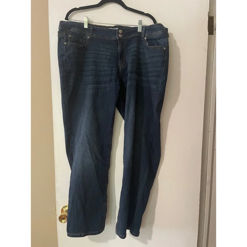 Est. 1946 Denim Curvy Straight Leg Jeans Dark Wash Size 16W Stretch Distressed